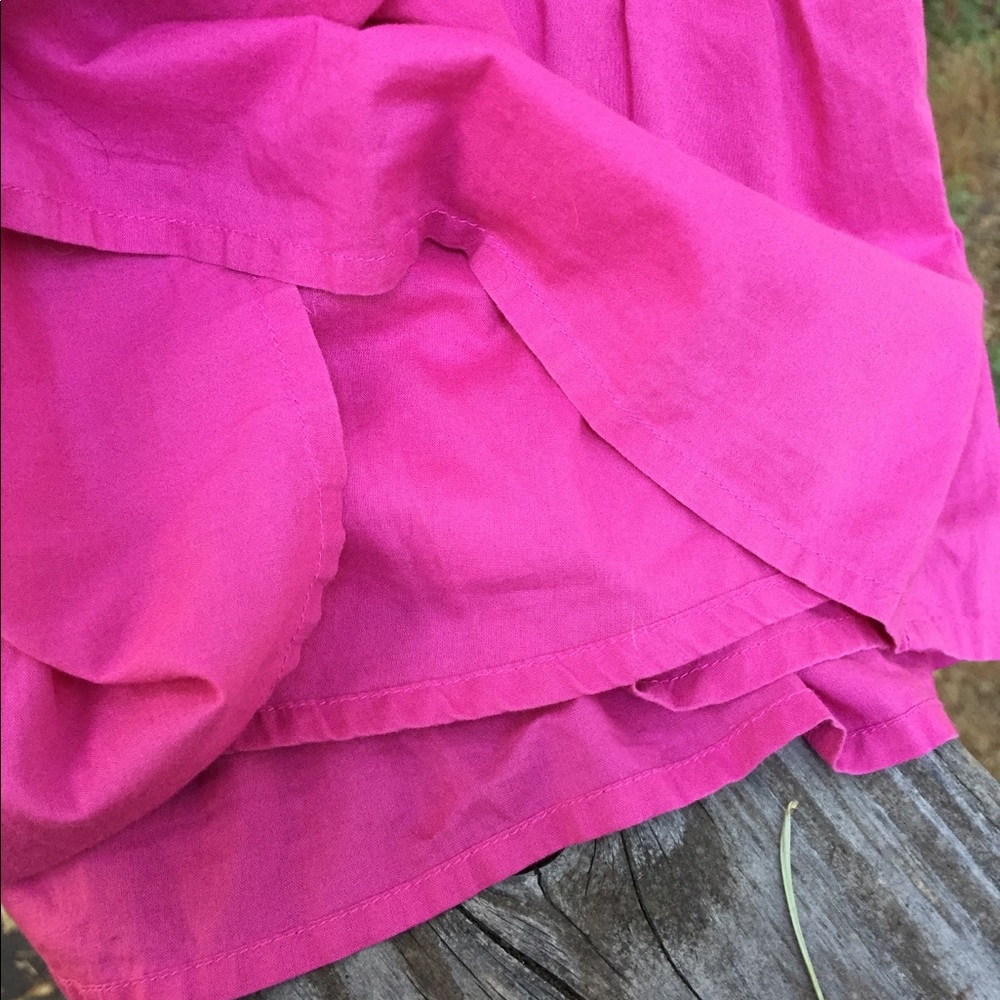 Cotton pink magenta  crinkled  vintage tiered  mini skirt - Picture 2 of 7